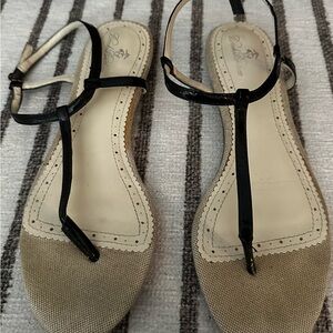 J. Crew Black and Beige Sandals